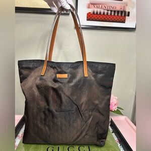 Gucci Black and Brown Tote Bag